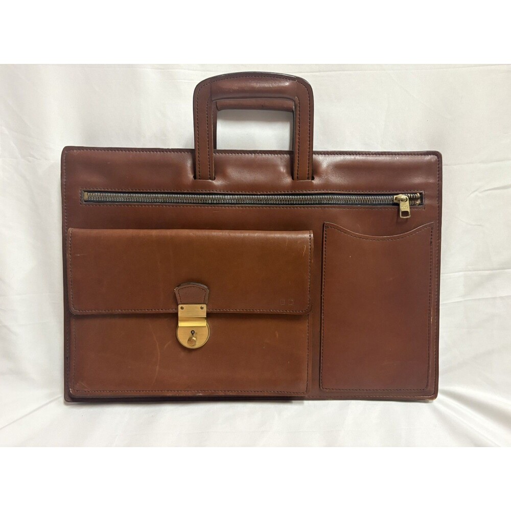 Vintage Schlesinger Brothers Leather Briefcase Attache Portfolio BD Monogram